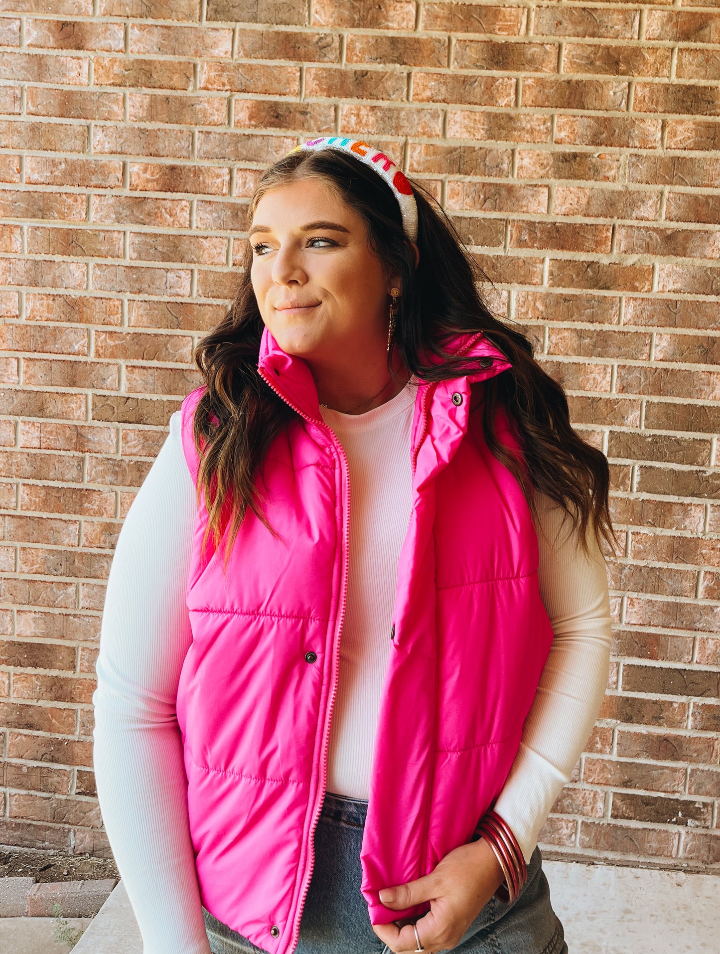 Eyes on You Pink Puffer Vest