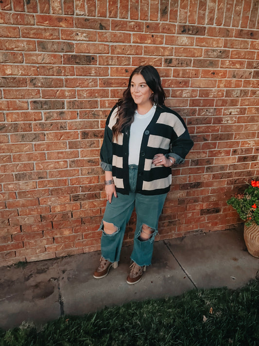 Denim Dreams Striped Cardigan