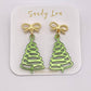  Festive Green Swirl Christmas Tree Earrings  