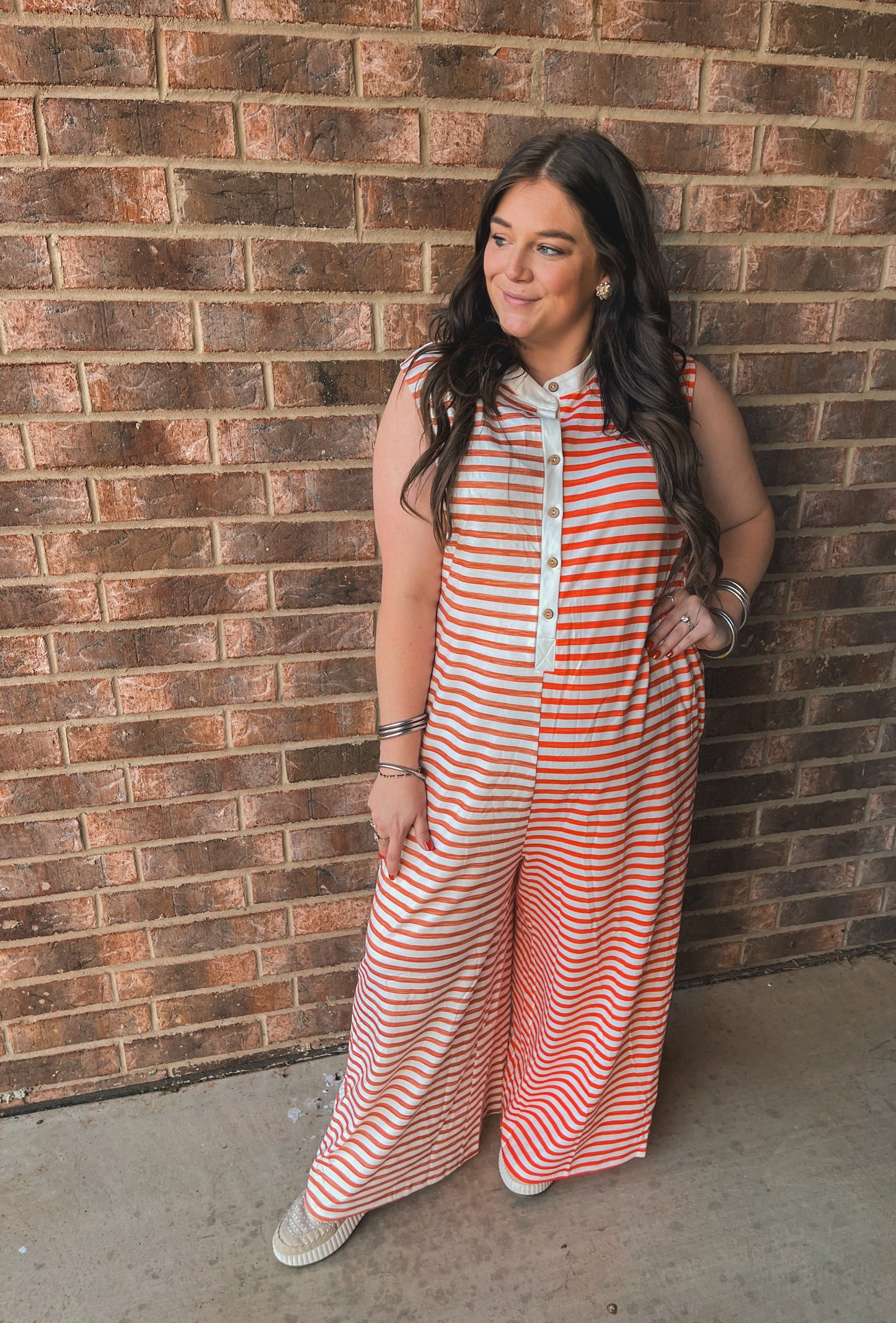 Falling for You Striped Jumpsuit