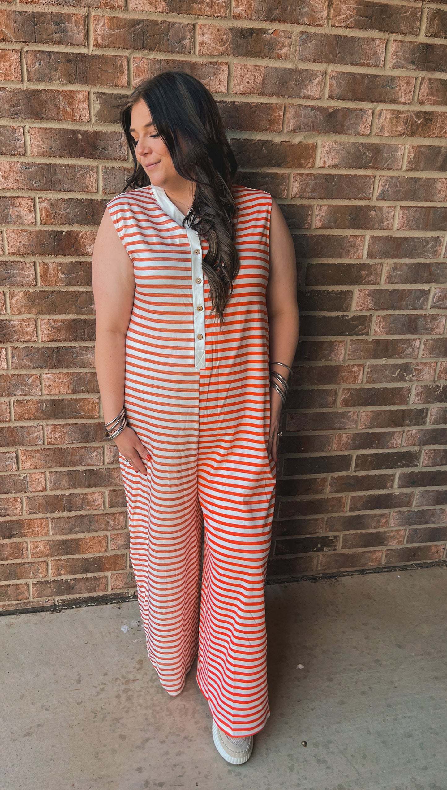 Falling for You Striped Jumpsuit