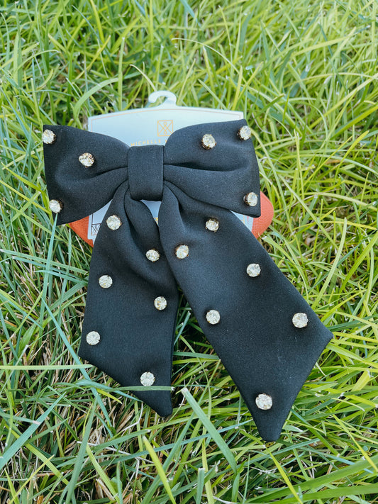 Girly Pop Black Bow Clip