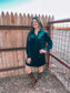 Emerald Velvet Shirt Mini Dress