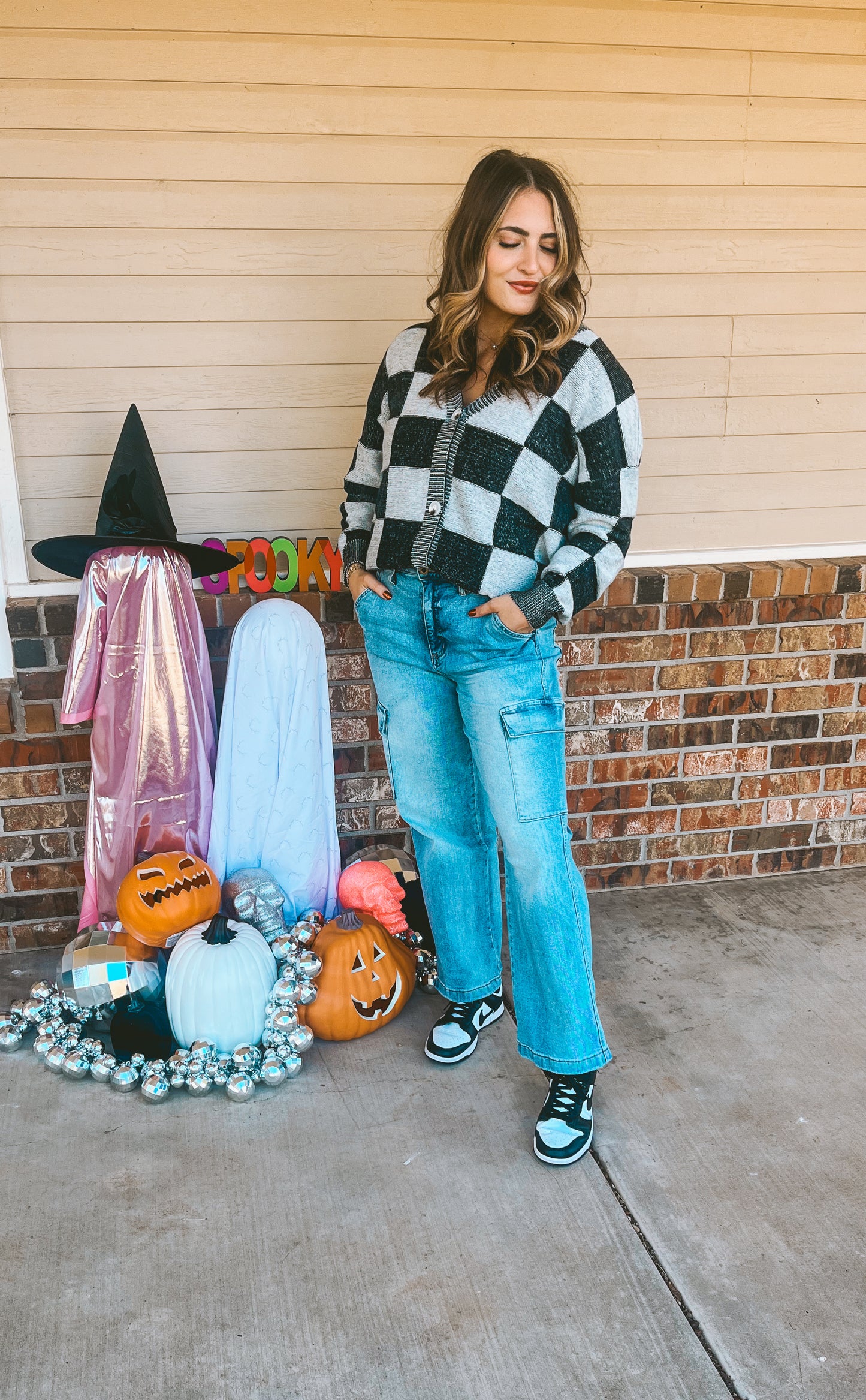 Beetle Juice Checkered Cardigan