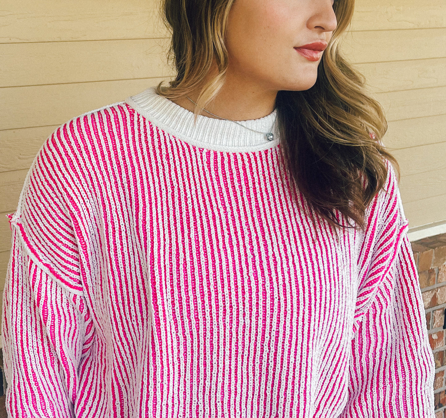 Not so Spooky Pink Striped Sweater