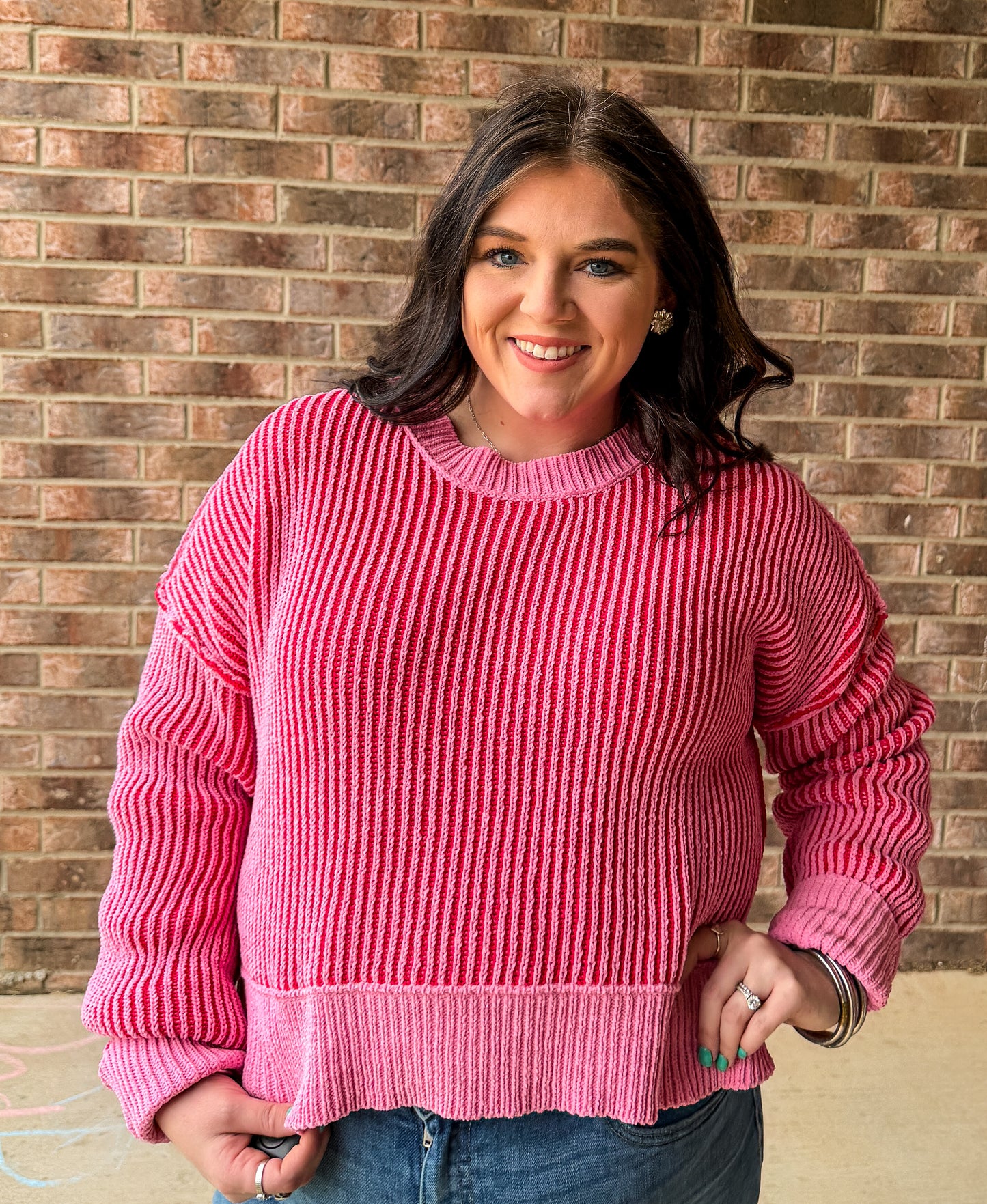 Sweatheart Striped Sweater