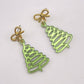  Festive Green Swirl Christmas Tree Earrings  