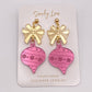 Festive Pink Holiday Ornament Bow Earrings